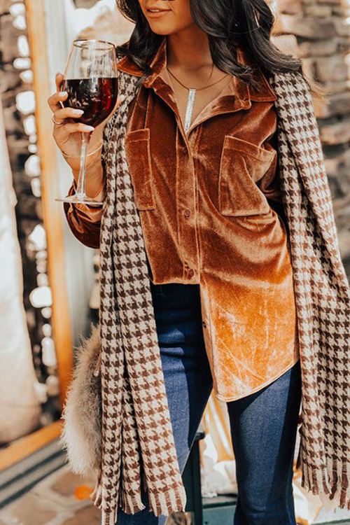 Nonnadress Velvet elegant lapel loose long sleeve shirt