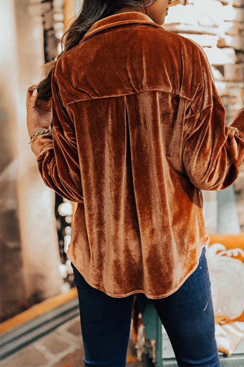 Nonnadress Velvet elegant lapel loose long sleeve shirt