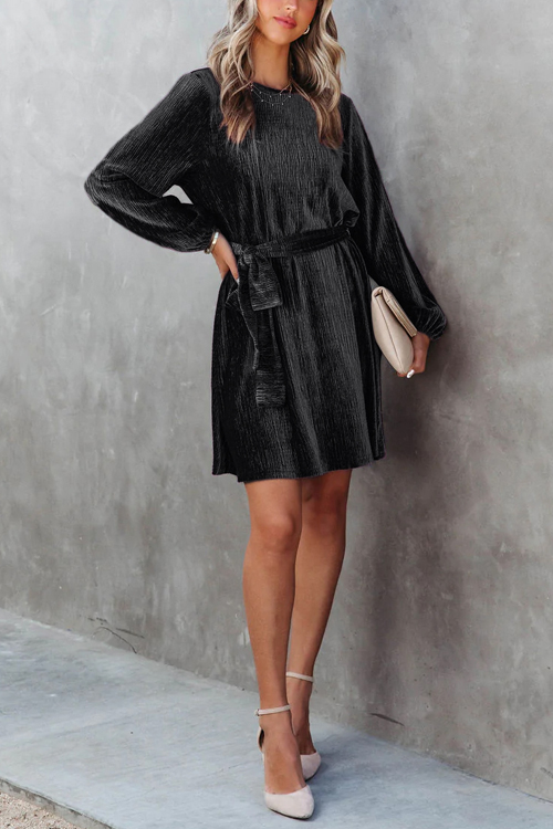 Nonnadress  Party casual velvet pressed lace-up dress