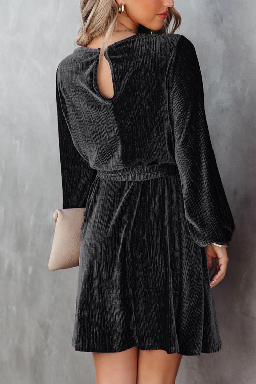 Nonnadress  Party casual velvet pressed lace-up dress