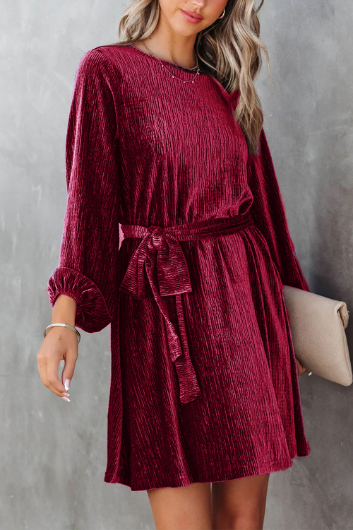 Nonnadress  Party casual velvet pressed lace-up dress
