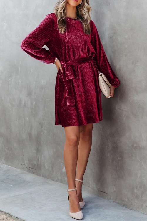 Nonnadress  Party casual velvet pressed lace-up dress