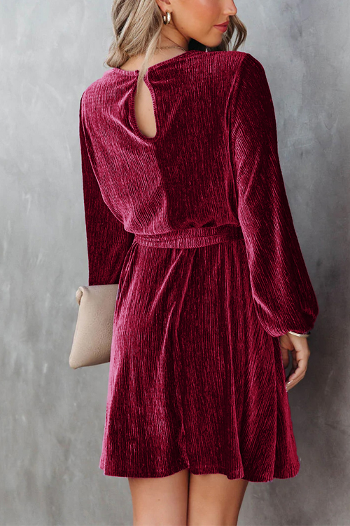 Nonnadress  Party casual velvet pressed lace-up dress