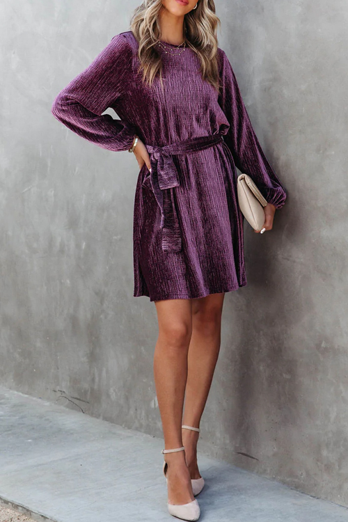 Nonnadress  Party casual velvet pressed lace-up dress