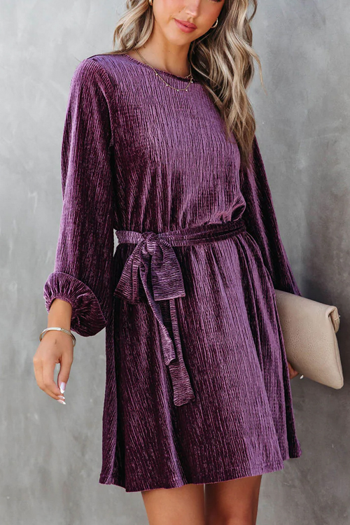 Nonnadress  Party casual velvet pressed lace-up dress