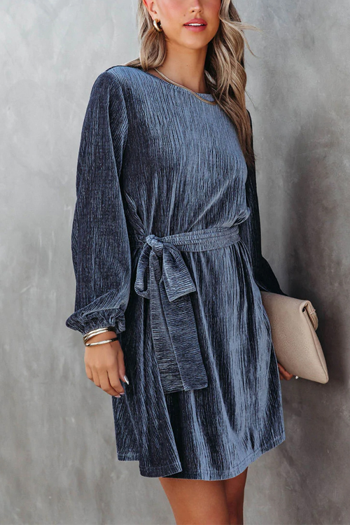 Nonnadress  Party casual velvet pressed lace-up dress