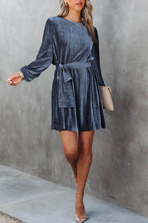 Nonnadress  Party casual velvet pressed lace-up dress