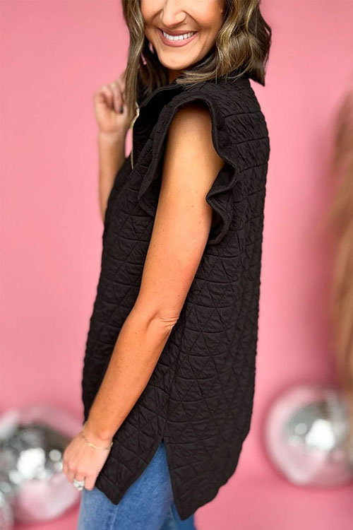 Nonnadress  New style quilted fly sleeve zipper fleece vest top