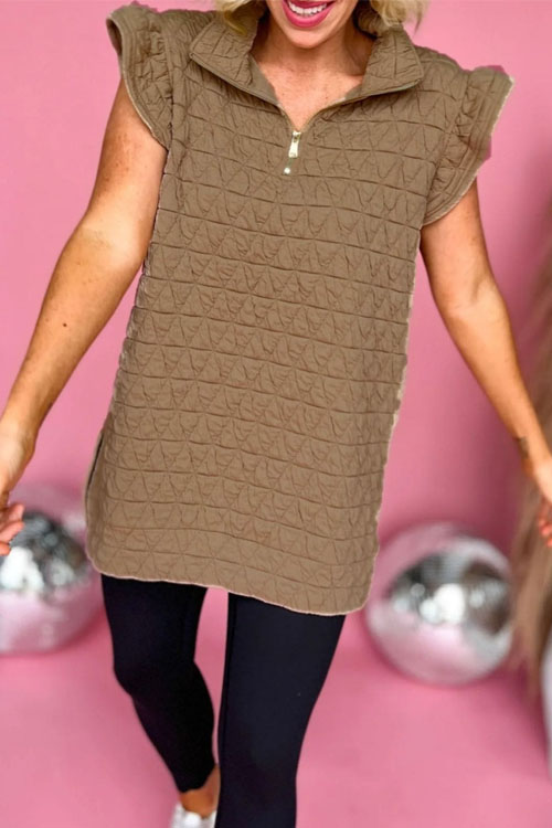 Nonnadress  New style quilted fly sleeve zipper fleece vest top