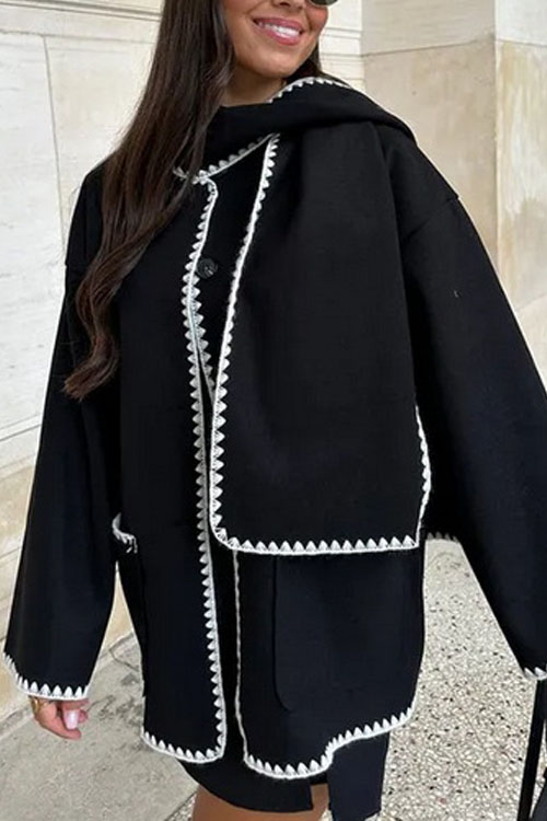 Nonnadress Stylish Casual Suit Scarf Elegant Coat