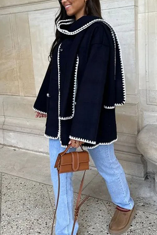 Nonnadress Stylish Casual Suit Scarf Elegant Coat