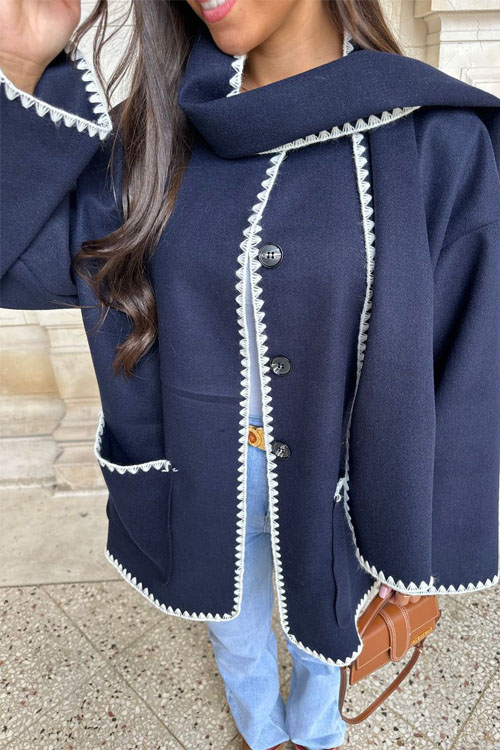 Nonnadress Stylish Casual Suit Scarf Elegant Coat