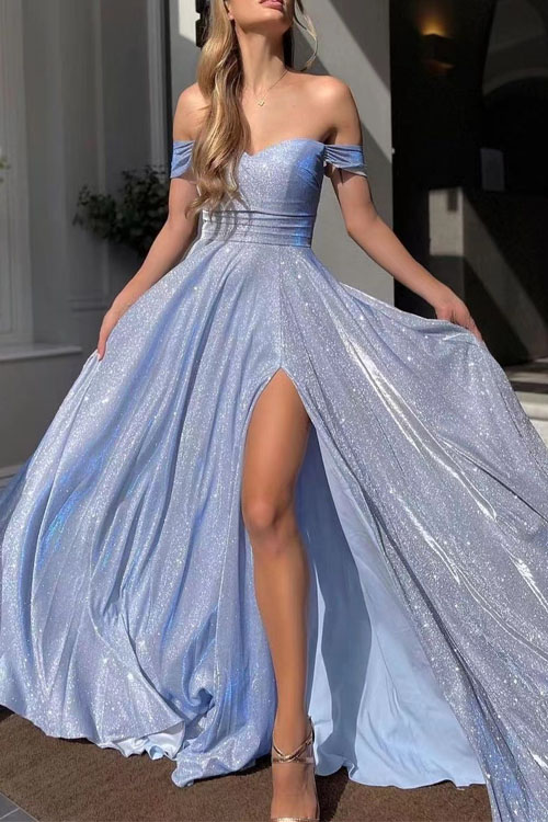 Kathiadress  Banquet sequined big skirt tube top fashion slit dress