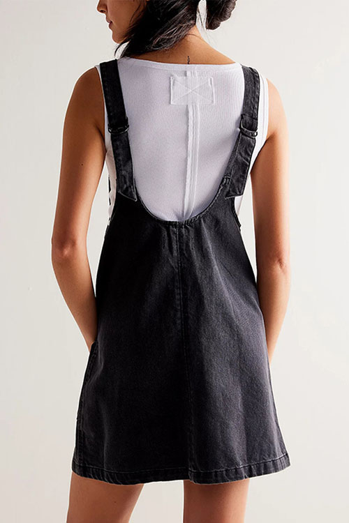 Nonnadress Denim Back Pocket Adjustable Dress