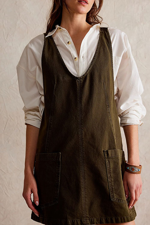 Nonnadress Denim Back Pocket Adjustable Dress