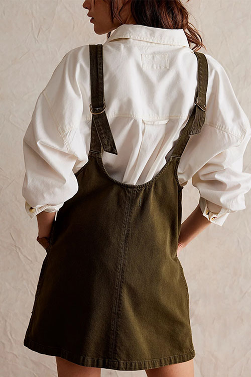 Nonnadress Denim Back Pocket Adjustable Dress