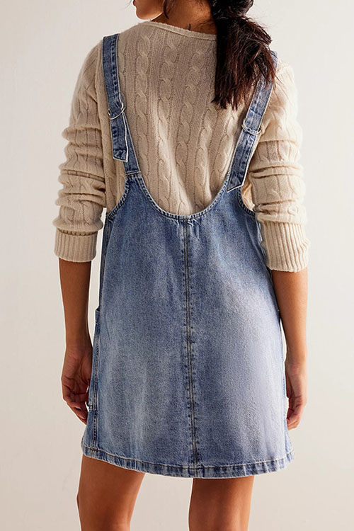 Nonnadress Denim Back Pocket Adjustable Dress