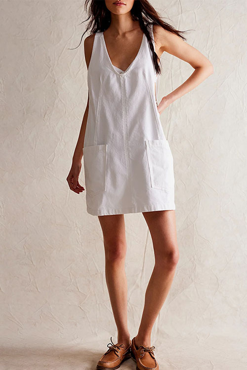 Nonnadress Denim Back Pocket Adjustable Dress