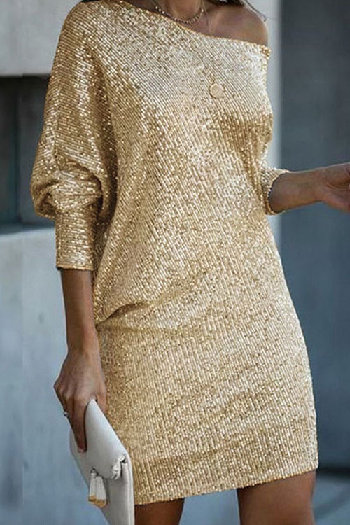 Nonnadress Off-shoulder sequined dress