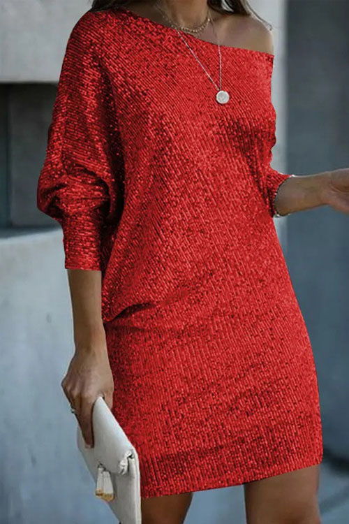 Nonnadress Off-shoulder sequined dress