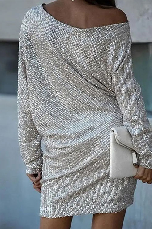 Nonnadress Off-shoulder sequined dress