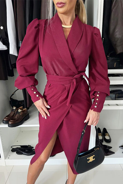 Nonnadress Solid Color Notched Lapel Blazer Dress