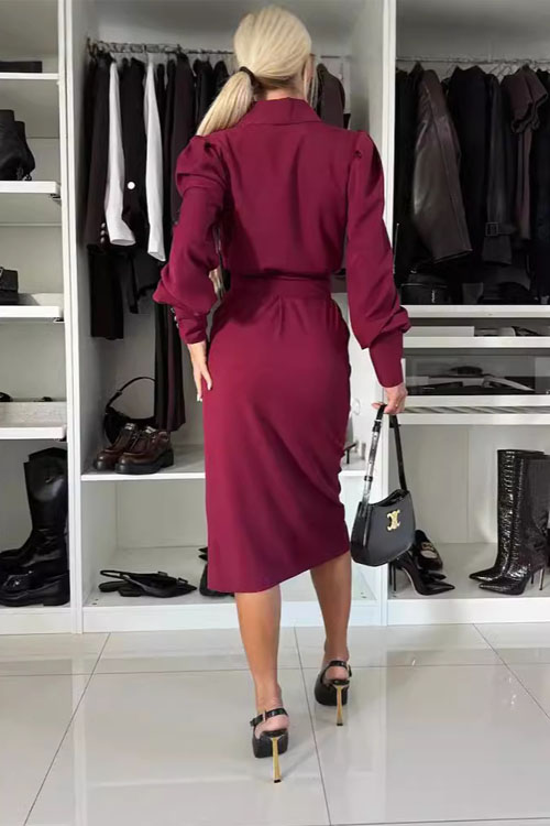 Nonnadress Solid Color Notched Lapel Blazer Dress