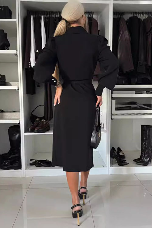 Nonnadress Solid Color Notched Lapel Blazer Dress