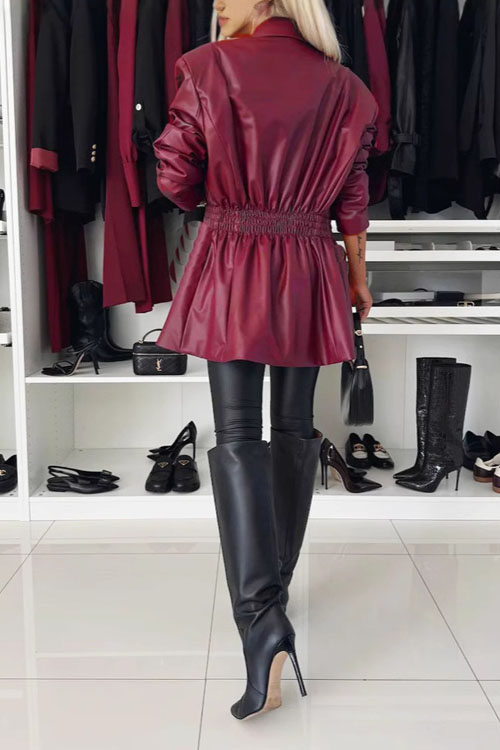 Nonnadress Faux Leather Office Trench Coat