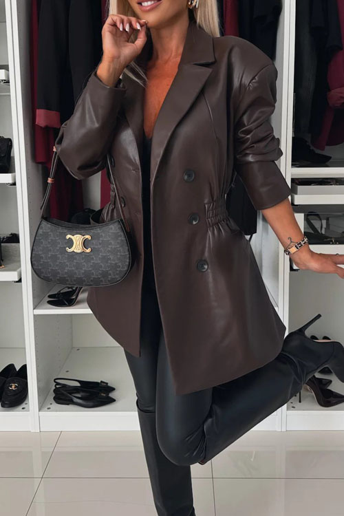 Nonnadress Faux Leather Office Trench Coat