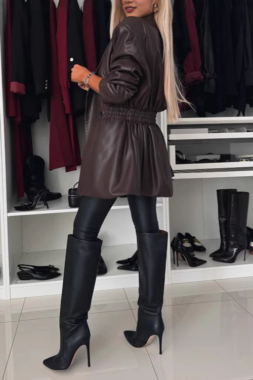 Nonnadress Faux Leather Office Trench Coat