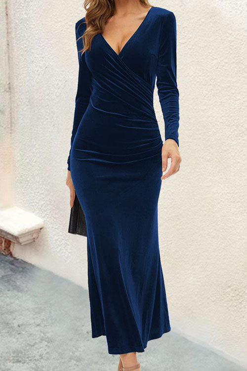 Nonnadress Fitted V-Neck Long Sleeve Mermaid Dress