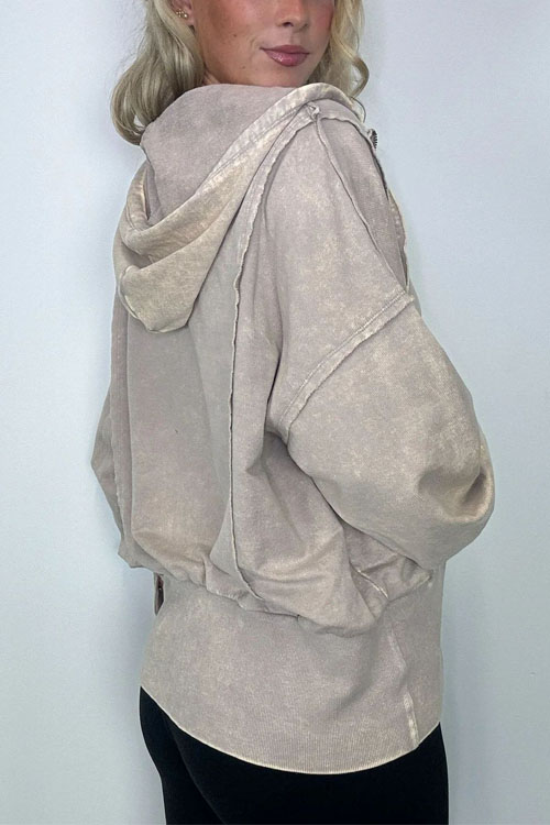 Nonnadress Fashionable Long-sleeve Pocket Hoodie Washed Jacket