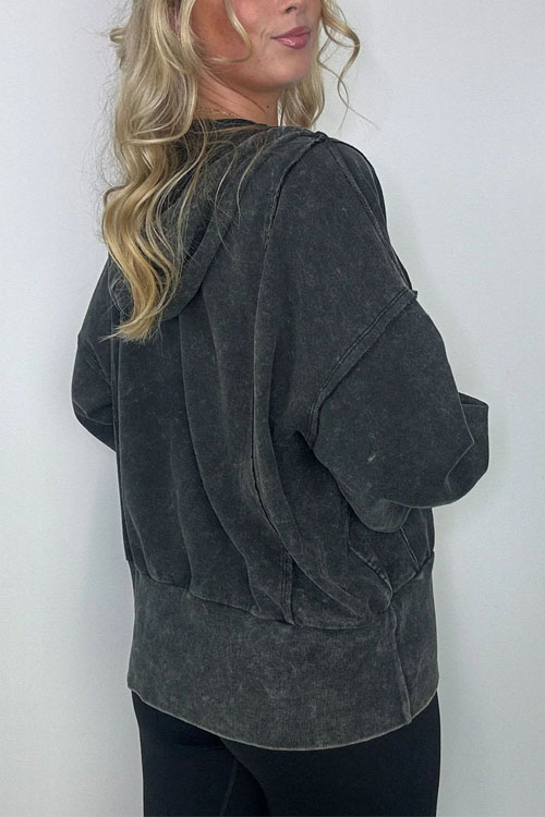 Nonnadress Fashionable Long-sleeve Pocket Hoodie Washed Jacket