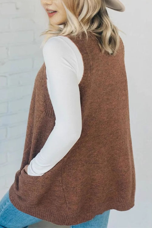 Nonnadress V-neck casual loose knitted sweater vest top