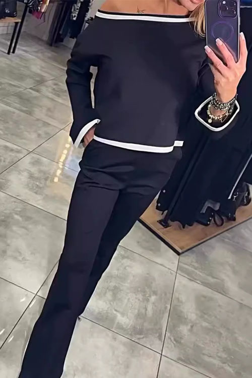 Nonnadress Casual Loose Off-Shoulder Two-Piece Sports Set