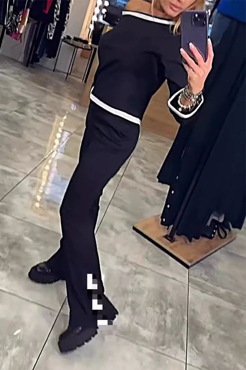 Nonnadress Casual Loose Off-Shoulder Two-Piece Sports Set