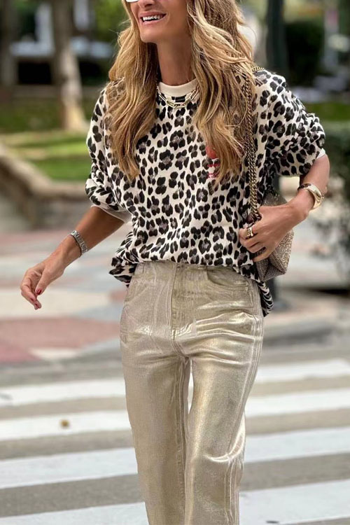 Nonnadress American-Style Leopard Print Casual Sweatshirt