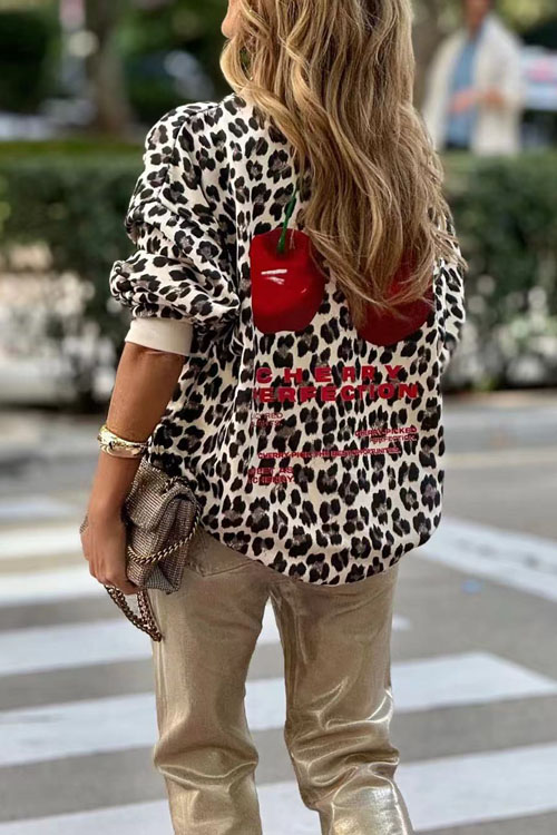 Nonnadress American-Style Leopard Print Casual Sweatshirt