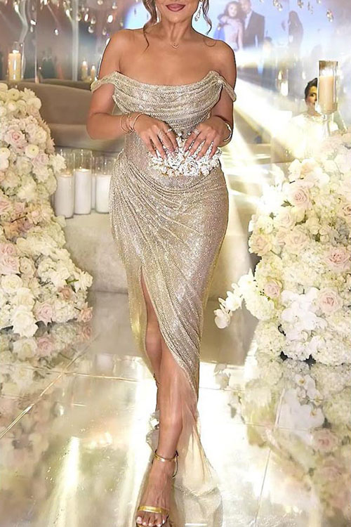 Nonnadress Loose drawstring slit party dress