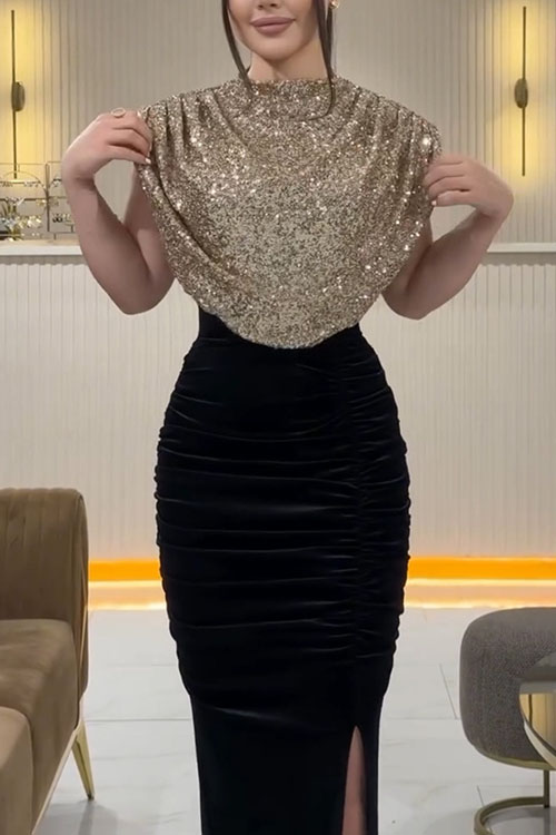 Nonnadress Sequin party slit panel dress