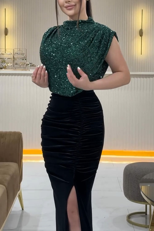 Nonnadress Sequin party slit panel dress