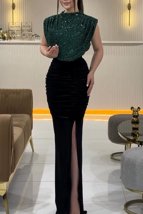 Nonnadress Sequin party slit panel dress