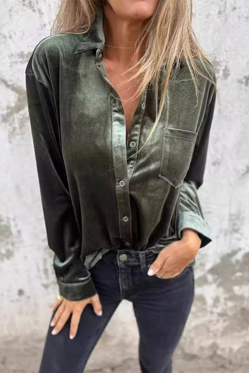 Nonnadress Stylish velvet lapel shirt