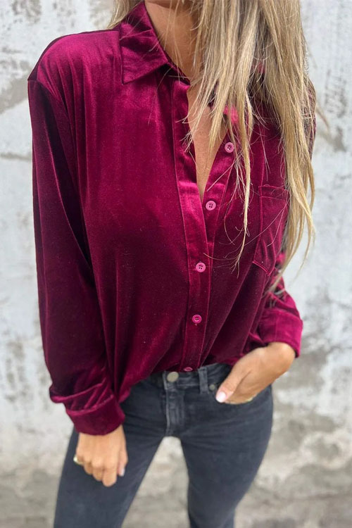 Nonnadress Stylish velvet lapel shirt