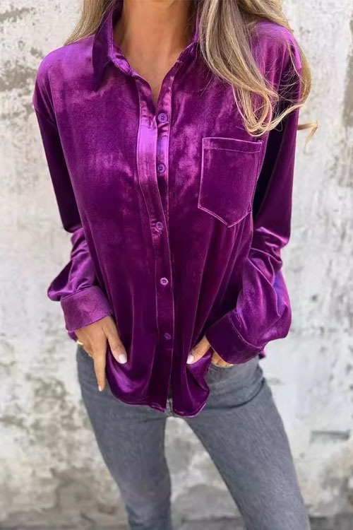 Nonnadress Stylish velvet lapel shirt