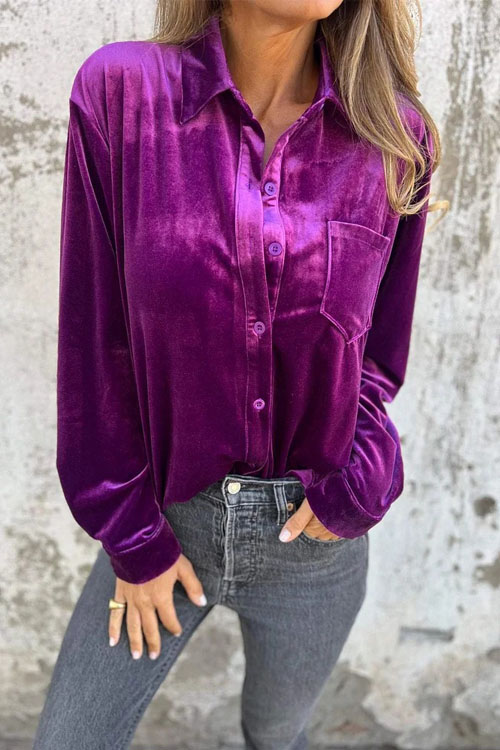 Nonnadress Stylish velvet lapel shirt