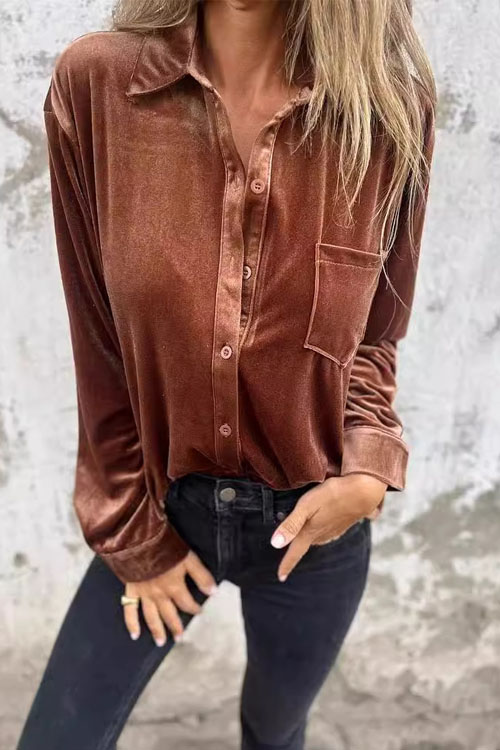 Nonnadress Stylish velvet lapel shirt