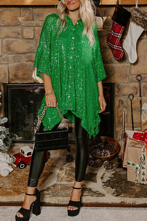 Nonnadress Christmas sequin party loose casual shirt top