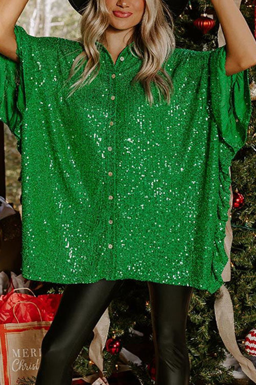 Nonnadress Christmas sequin party loose casual shirt top